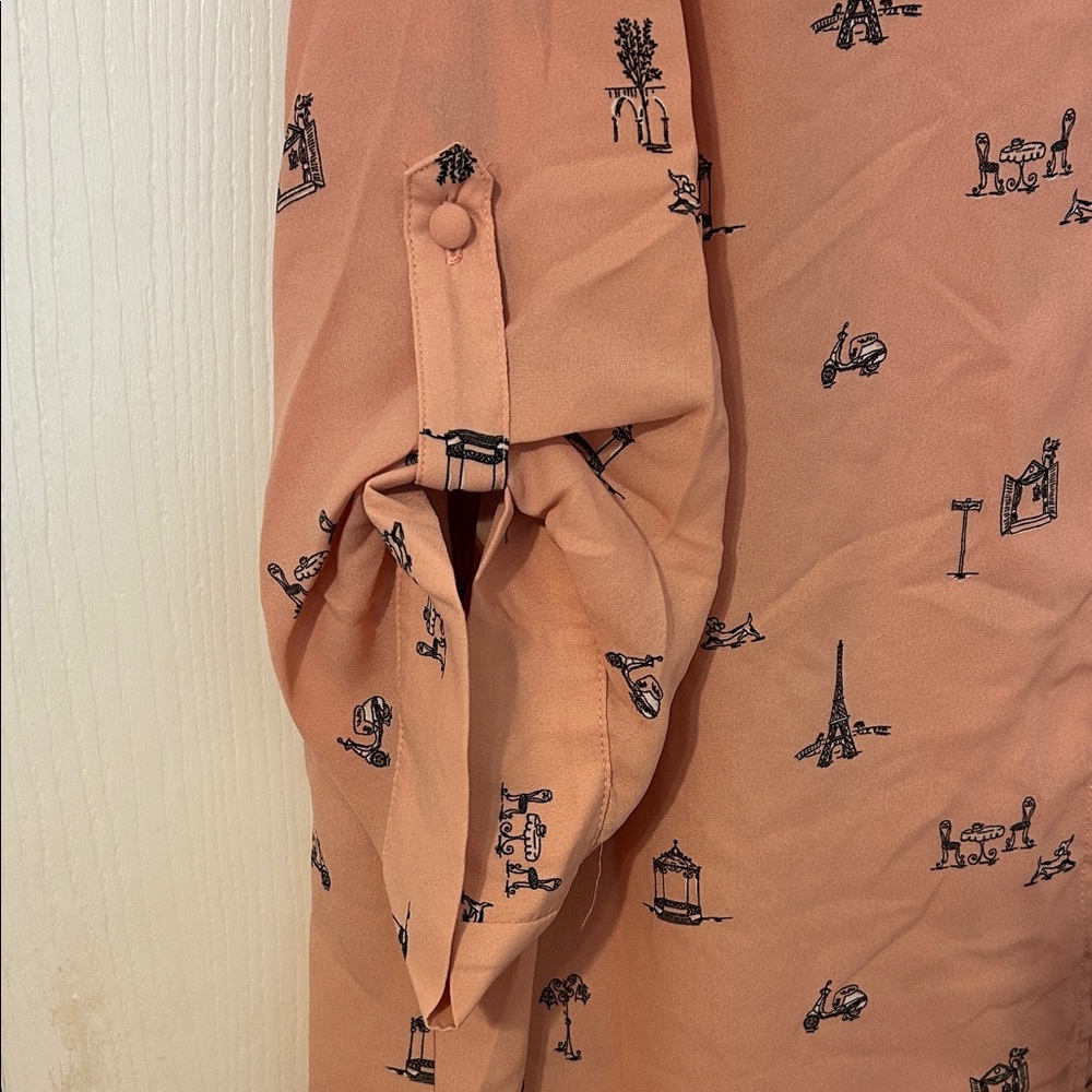 torrid Pink Button-Front Blouse with Black Motif - Picture 5 of 5